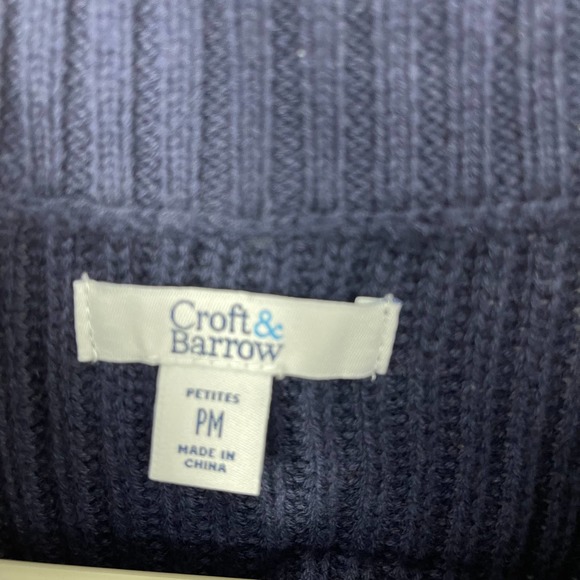 CROFT & BARROW NAVY BLUE FULL ZIP RIBBED JACKET PETITE MEDIUM - Picture 3 of 5
